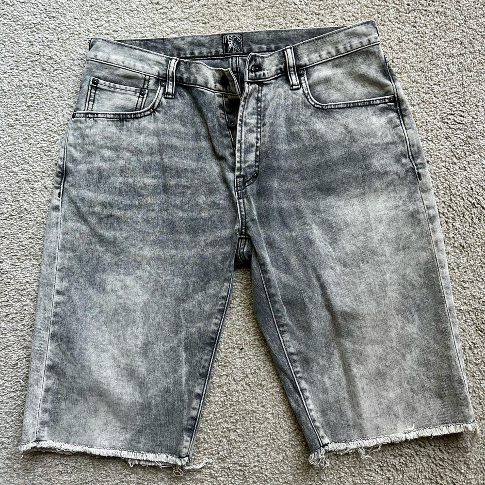 PRPS men's gray denim shorts, size 34